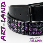 Nietengürtel mit Pyramidennieten Black Marble - Purple