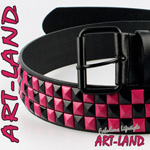 Nietengürtel mit Pyramidennieten Pink Schwarz